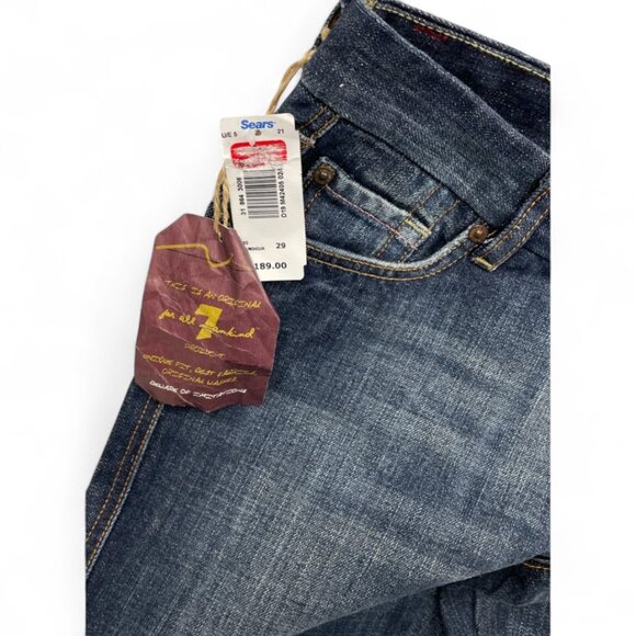 7 For All Mankind Flare Size 29 USA Made Denim Jeans 30 x 32 NEW Dead Stock VTG - Picture 5 of 15